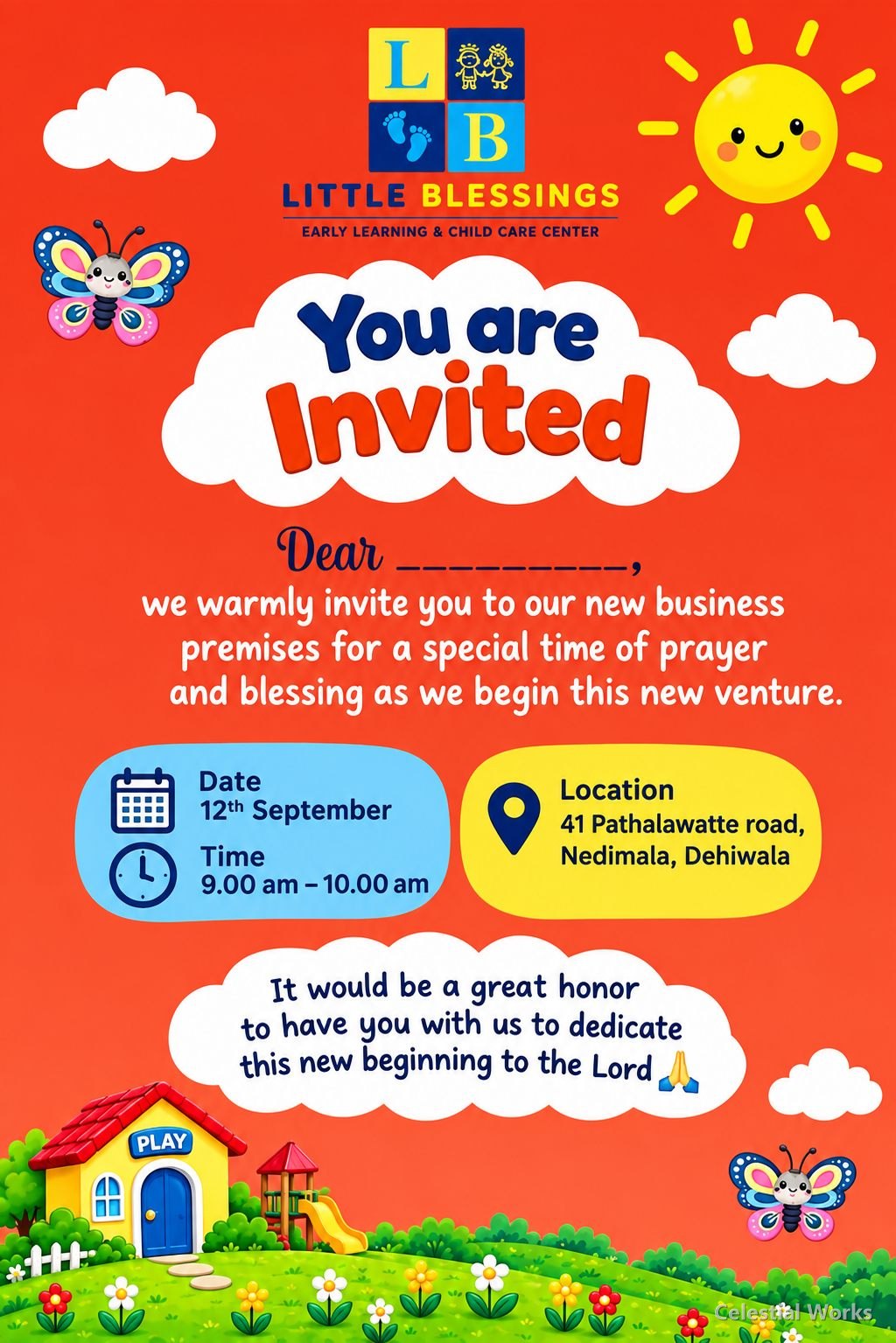 Little Blessings event invitation