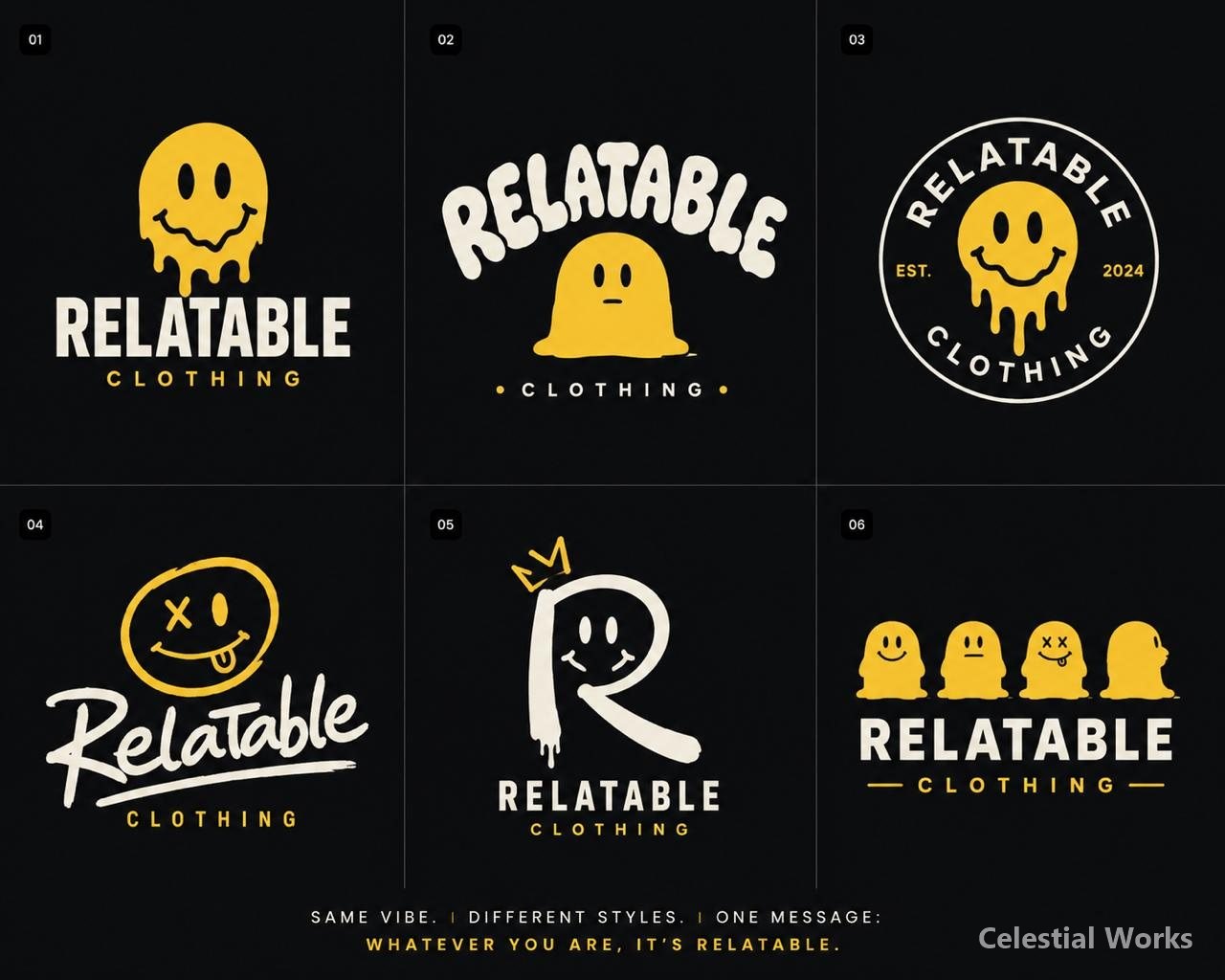 Relatable Clothing logo concept board