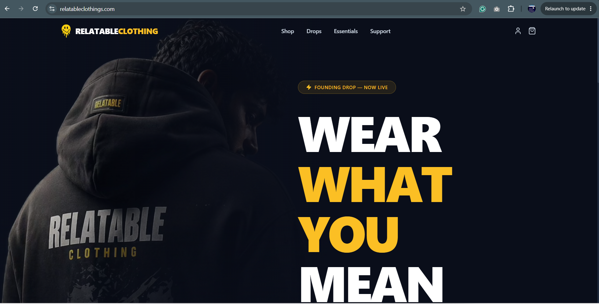 Relatable Clothing website preview