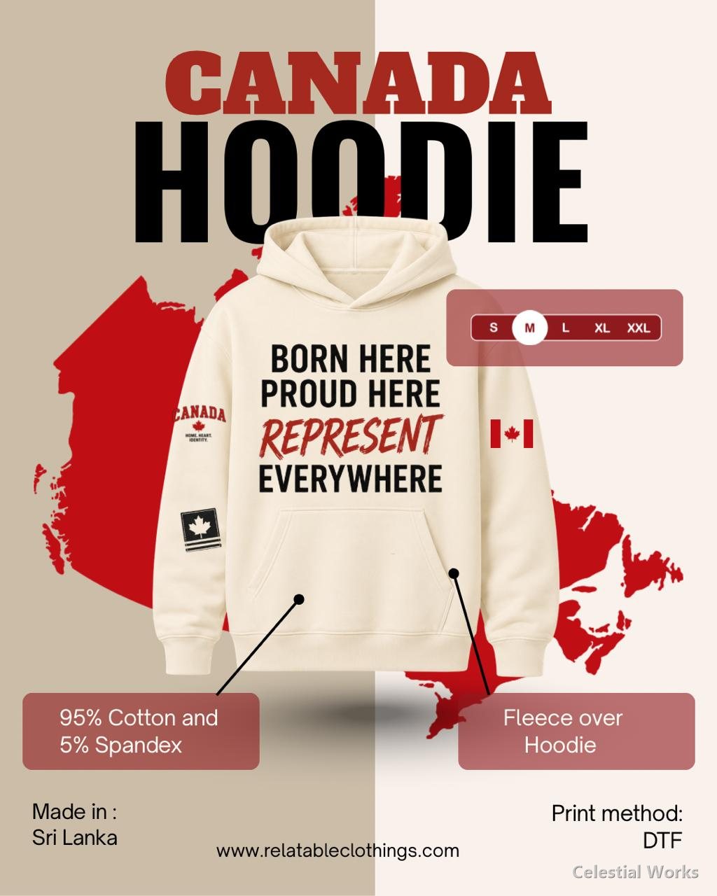 Relatable Clothing Canada Hoodie - Represent (Cream)